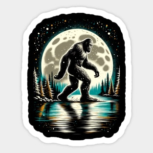 Moon Bigfoot Sasquatch Cool Bigfoot Sticker